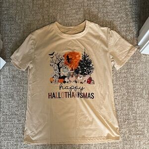 Beige HalloThanksMas Graphic Tee